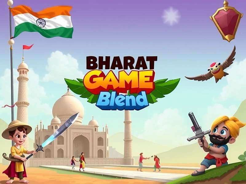Bharat Game Blend official banner featuring Indian cultural elements and game characters