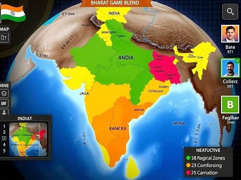 Interactive map of India in Bharat Game Blend showing all 28 regional zones
